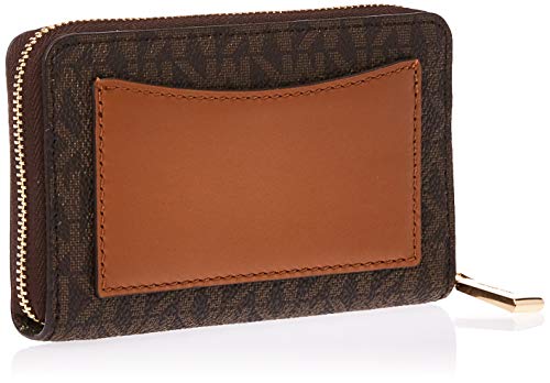 Image of Michael Kors Jet Set Small Zip Around Card Case, Gold-Tone Hardware /Brown /Acorn