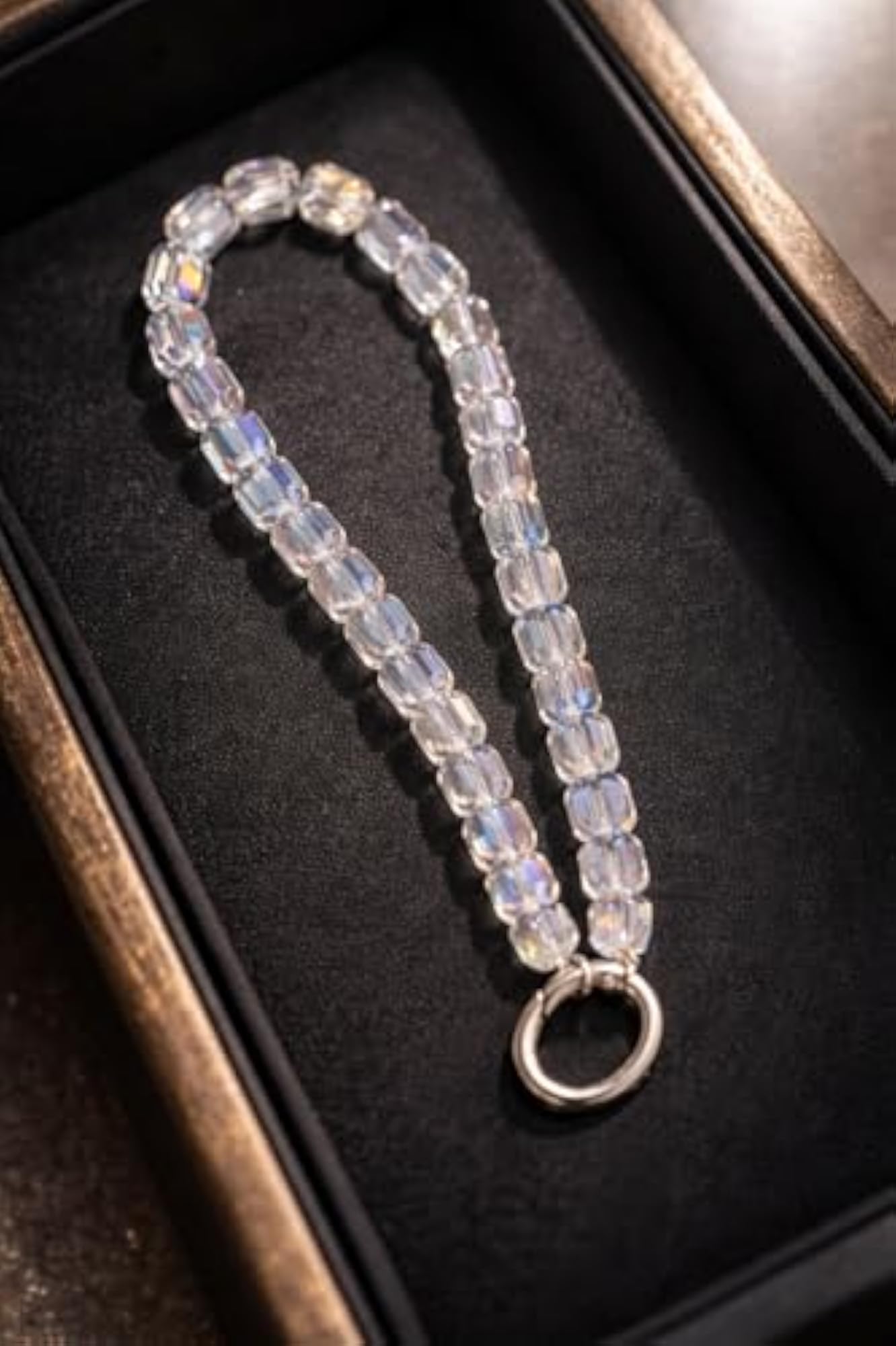 Crystal Cube Beaded Wristlet Phone Strap, Multicolor