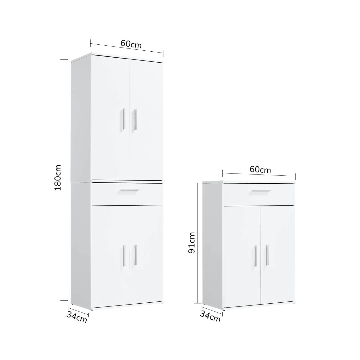 mokebo Mehrzweckschrank Büroschrank (60x180 cm) 'Der Praktische' Made in Germany aus Holz mit Schublade Aktenschrank auch als Schuhschrank Flurschrank Weiß