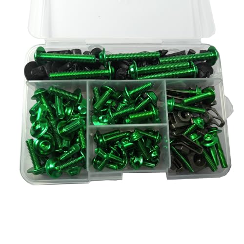Image of 210pcs Motorcycle Fairing Bolts Kit for Sportbike Green | Aluminum M5 M6 Screws Rubber Well Nuts Fasteners for Fairing Windshield , Replacement for Yamaha Kawasaki BMW Suzuki Honda