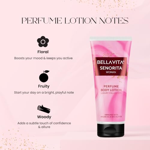 Image of Bella Vita Luxury Senorita Woman Perfume Body Lotion for Nourishing, Hydrating, Soft, Supple,Healthy Skin with Argan Oil and Shea Butter 200 Ml