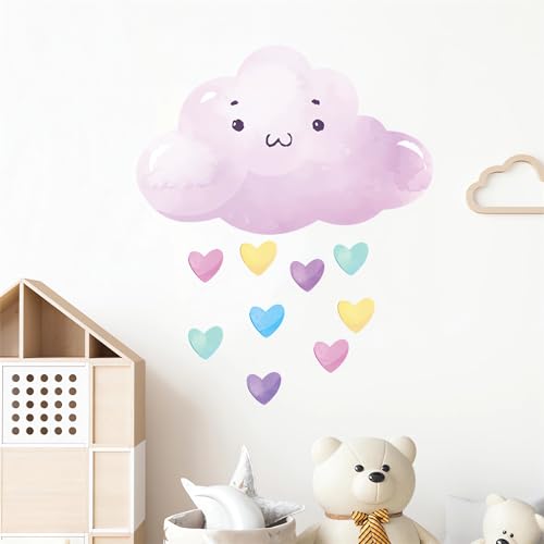 2 hojas de stickers de pared corazones y nubes rosas miniatura 2