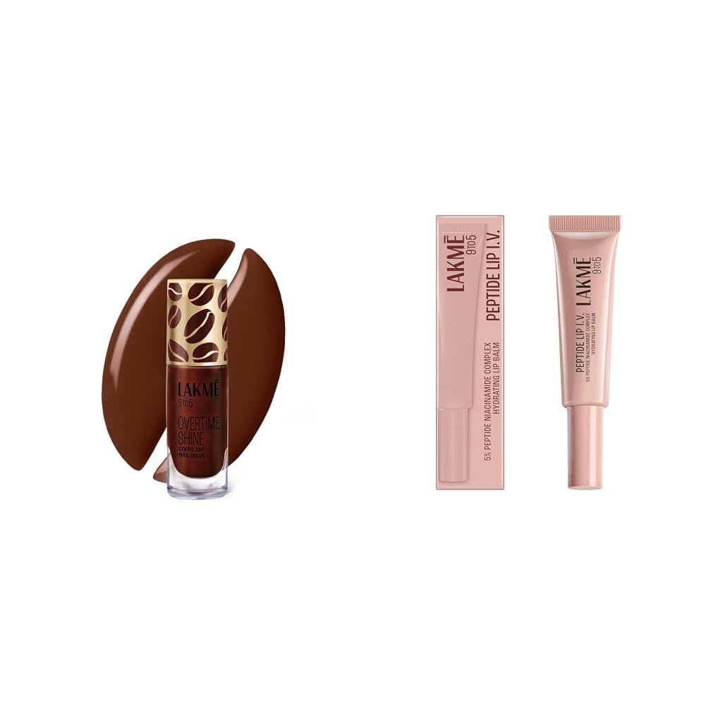 Lakme 9 to 5 Overtime Shine Nail Polish - Coffee Edit-10 Espresso Shot 6ml Lakme Peptide Lip IV with 5% Peptide-Niacinamide Complex, For Intense Hydration With A Serum-Like Texture-image-49