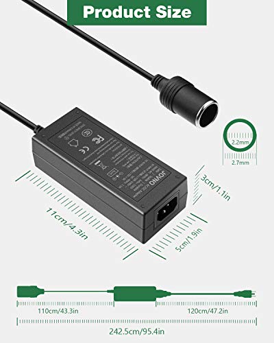 JOVNO AC to DC Converter 60W 12V 5A Car Cigarette Lighter Socket 100V-240V to 12V AC/DC Supply Adapter Transformer for Ttire Inflator/Car Vacuum Cleaner/Car Air Fan Vehicle Electronic Device - Thumbnail 2