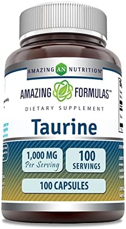 Amazing Formulas Taurine 1000mg 100 Capsules Amino Acid Supplement | Non-GMO | Gluten Free | Made in USA
