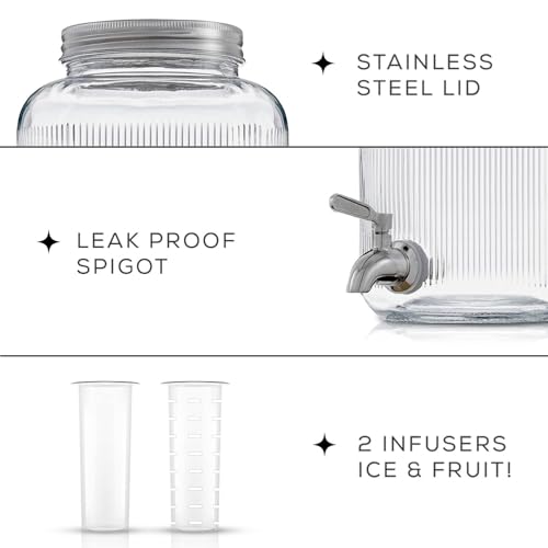 Image of Bellemax 5.5 LTR Glass Beverage Dispenser with Black Tap, Drink Dispensers for Beer, Water, Cocktails, Detox Drinks & More Perfect for Parties,Bars,Restaurants,Weddings Decoration,Daily Uses(BX-04)