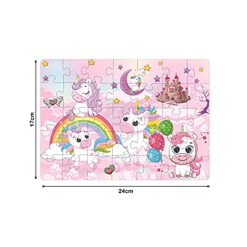 Image of RATNA'S 4 in 1 Unicorn Kingdom and Transport Vehicles Puzzles for Kids