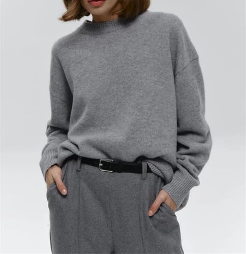 Women's O Neck Sweater Pullover Thick Soft Knit Loose Fit Solid Color Casual Warm Tops4