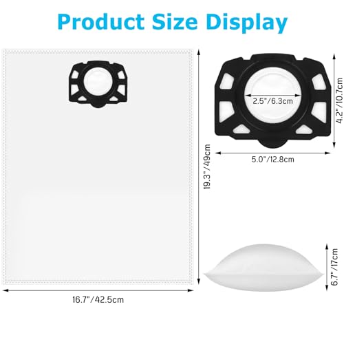 12 Sacs d’Aspirateur KFI 487 Compatible avec WD4 KWD4 KNT4 WD5 KWD5 WD6 KWD6 MV4 MV5 MV6, Sachets Filtres Remplacement Compatible avec 2.863-005.0
