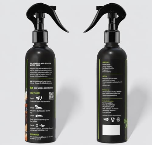 Image of Herbal Car Dashboard Polish & Protectant 2-Step Shine Formula Just Wipe Dust & Spray | Restores, Protects & Adds Natural Shine to Interior Plastic,Non-Toxic Herbal Formula 200ml (235g)