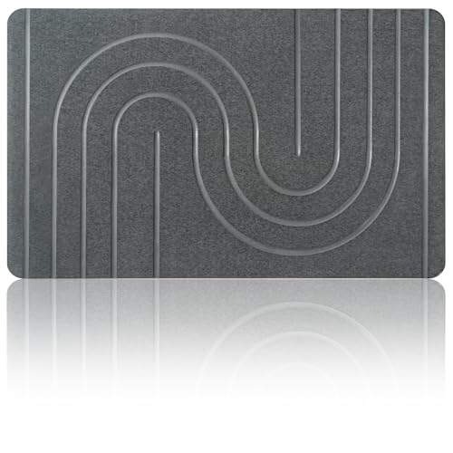 NAYAHOSE Groß Stein Badenmatte 80x50cm, 2024 Neu Kieselgur Badematte rutschfest, Duschvorleger Badvorleger Schnell Trocknend 100% Natürlich, Super Saugfähig Badezimmermatte (Grau, 80x50cm)