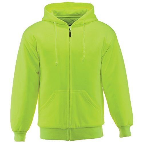 RefrigiWear Insulated Quilted Sweatshirt - 3-Layer Heavy-Duty Work Hoodie for Men - Wind-Resistant - Lime - XX-Large