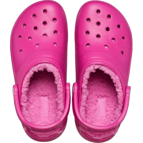 Image of Crocs Unisex Adult Mens and Women's Classic Lined | Fuzzy Slippers Clog, Fuchsia Fun, 14 Women /12 Men US