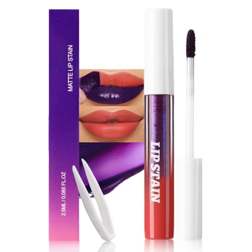 Image of evpct Orange Red Peel Off Lip Stain Tints with Tweezer, Matte Liquid Lipstick Lip Stain Long Lasting Waterproof for Women, Non-stick Cup Lipstick Peel Off High Pigmented Smudge-proof Easy Apply, 06#