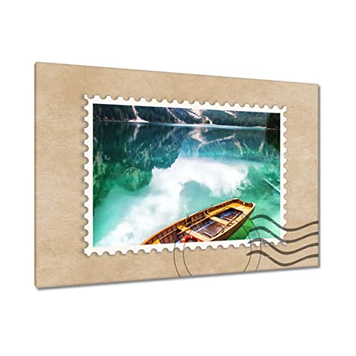 Bateau sur un lac de montagne tableau toile 120 x 80 cm pour habiller un mur vide
