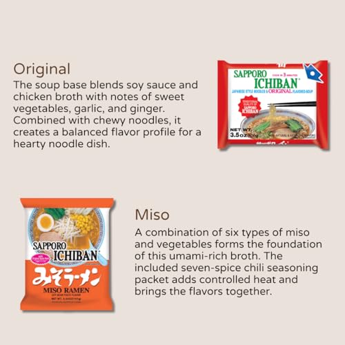 Image of Japanese Sapporo Style Ramen Noodle Variety Pack, 24 Count Instant Soup Sampler With Original, Chicken, Tonkotsu, and Miso Flavors Asian Ramyun Noodles