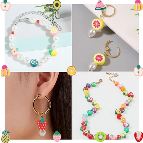 GMMA 180 Pcs Colorful Fruit Polymer Clay Beads for DIY Bracelet, Necklace, Earring Making - Thumbnail 6