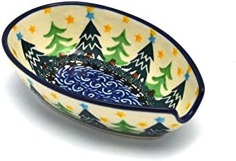 Polish Pottery Spoon Rest - Christmas Trees