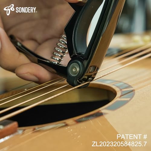 Sondery Guitar Capo 4 in 1 for 6 Strings Acoustic and Electric Guitars, 5 Guitar Plectrums and A Pouch Enclosed Free - Thumbnail 5