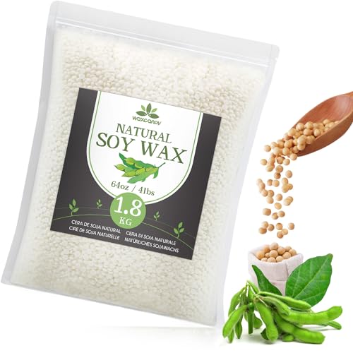 Waxcanpy Sojawachs für Kerzen, Premium Kerzenwachs, Kerzenwachs zum Gießen & Kerzenherstellung, Verschiedene Größen-1.8kg, 100% Natürliches Sojawachs für DIY Kerzen Selber Machen
