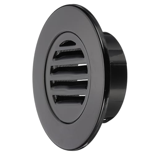 PATIKIL 4 Inch Round Soffit Vent, Aluminum Alloy Wall Vent Grille Cover Exterior Exhaust Louvered Vent with Built-in Mesh for Kitchen Bathroom Garage, Black