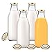 Produktbild 4 Glasflaschen 1000ml Saftflaschen Milchflaschen mit 8 Deckeln gold inkl. Etiketten
