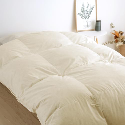 西川 羽毛布団 ハンガリー産マザーグースダウン93％ 超長綿 二層キルト セミダブル 8343 ペイズリー/ゴールド[490] セミダブル