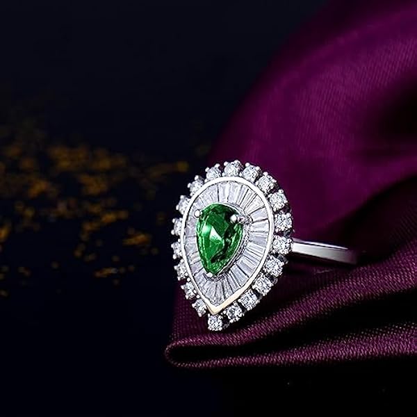 Dsnyu Diamond Eternity Bands voor vrouwen, belofte ring voor haar witgouden peervorm smaragd diamanten sieraden