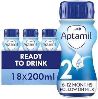 Aptamil 2 Follow On Baby Milk Ready To Use Liquid Formula, White, 6-12 Months, 200 ml, (Pack Of 18)