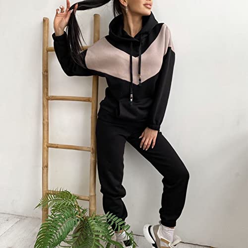 Amikadom Conjuntos de roupas femininas para malhar, roupas de ioga, conjunto de moletom de manga com