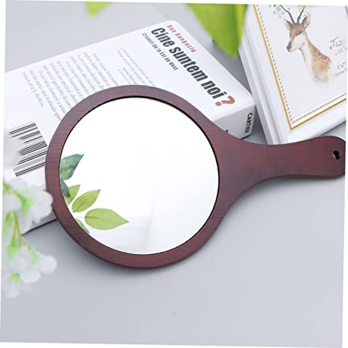 Fomiyes 1Pc Mini Vanity Mirror Portable Mirror Travel Magnifying Mirror Mini Mirror Round Mirror Travel Mirror Wood Mirror Desk Small Mirror Hand Mirror Handle Mirror Miss Handheld Wooden #TOP3