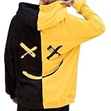 [アスペルシオ] フード付き 長袖 パーカー トレーナー メンズ スポーツ ヒップホップ 裏起毛 裏きもう ナガソデ 長そで 袖あり ソデアリ ジャケット ジャケ アウター フードつき フード フード付 フーディー ポケット 付き キレカジ b系 ビッグシルエット オーバーサイズ スウェット アッタカ アッタカイ 黒色 くろいろ ブラック black イエロー 黄色 (2XL) イエローブラック