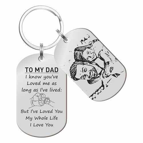 Image of Father's Day Gifts, Dad Birthday Gifts from Daughter Personalised Daddy Photo Keyring - The Moment You Became My Daddy | Personalised New Born Baby Gift