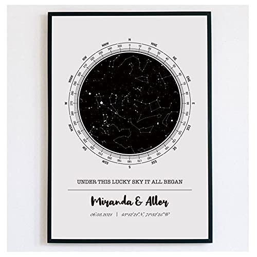 Custom Star Map - Personalized Star Map,Unframed Star Prints, Star Constellation Map Wall Art, Great Gift(Weddings and anniversaries,Engagements,Valentine’s Day,Mother’s Day,Father’s Day,The birth of a child)(Multiple Sizes)