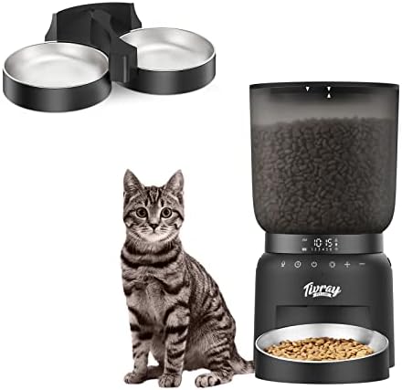 Tivray Automatic Cat Feeders for Two Cats - 4.2L Automatic Pet Feeder for Cats Dogs Food Dispenser Auto Cat Feeder 6 Meal Portion Control, 20s Voice Recorder, Programmable Timer Feeder