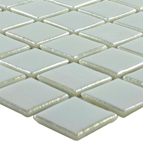 Mosaïque En Verre Nacre Effet Ingolstadt Blanc Carré 20