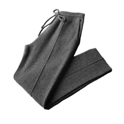 Men's Merino Wool Pants Winter Thick Smart Casual Knitted Mid Seam Elastic Waist Sport Trousers - Main Image