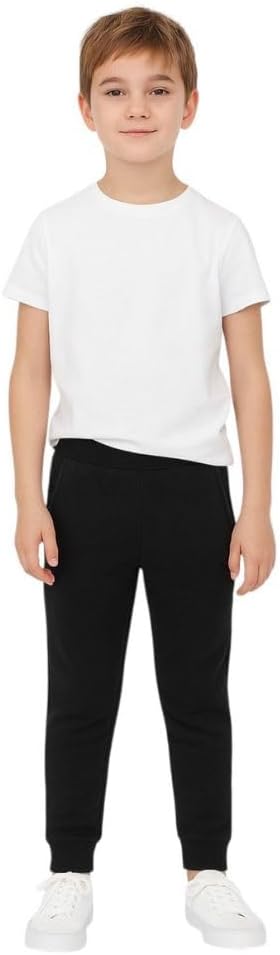 BenBen 4-Pack Boys Fleece Joggers with Pockets – Warm Kids Sweatpants, Sizes S to 2XL