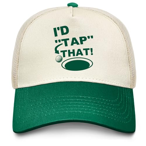 Image of Over Par and Under The Influence Golf Hat - Funny Golf Gag Gifts for Men & Dad | Adjustable Vintage Trucker Baseball Cap