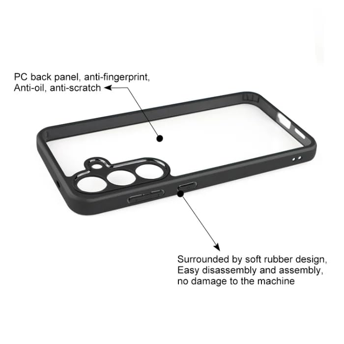 Image of VONZEE Clear Back Case Cover for Samsung Galaxy A35 5G | Shockproof Design | Hard Back Cover Case for Samsung Galaxy A35 5G (PC & TPU, Black)