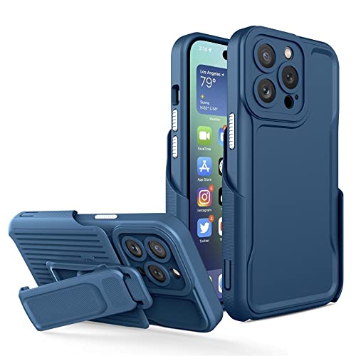 Combo Case Holster pour iPhone 14 Pro Max avec clip ceinture rotatif bleu foncé