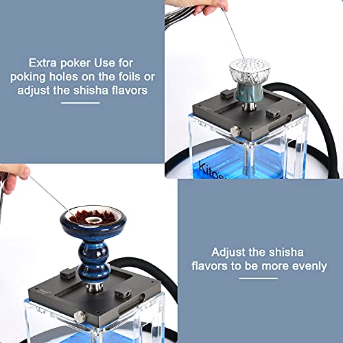 Shisha Zangen - Dicke Edelstahl Shisha Kohlezange mit Folienstanzer 16 cm Lang Robuste Heavy Duty Shisha Zubehör für Rauchen Shisha Holzkohle BBQ Küche Haushaltsgeräte 2 Paare (Silvery)