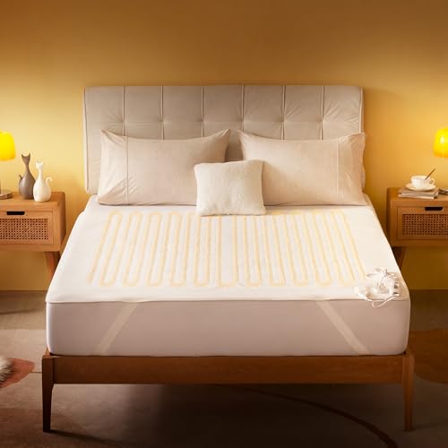 Sonive Heizdecke mit Abschaltautomatik 150x80cm Wärmedecke Heizdecke mit 3 Heizstufen Elektrische Decke Maschinenwaschbar Schnelles Aufheizen Weiß