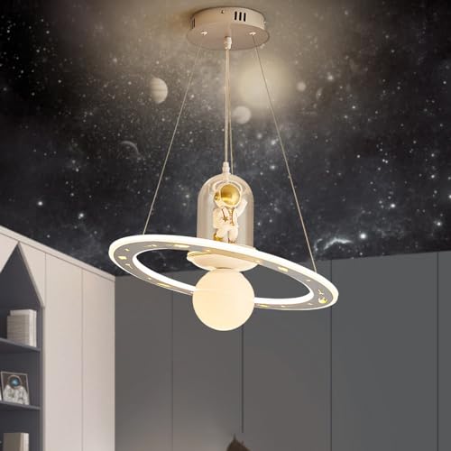 Plafonnier LED enfant astronaute design lune blanche 3000K-6000K