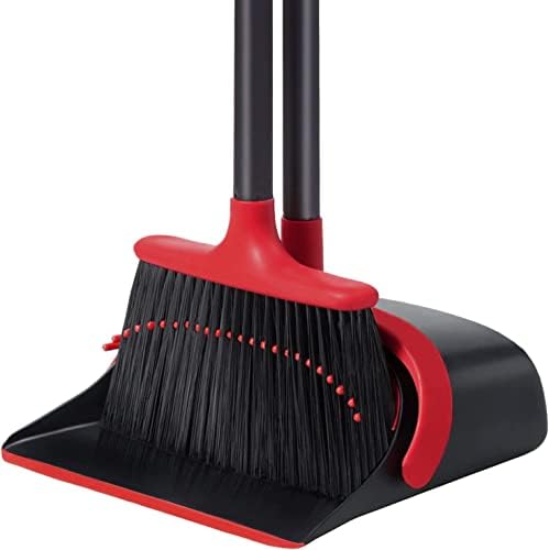 Upgrade Broom And Dustpan Set 3 In 1 Cleans Broom Combo Upright Broom And Dustpan Combo With 51 Long Extendable Handle For Home Kitchen Room Office Lobby Floor Use Red White - View #4