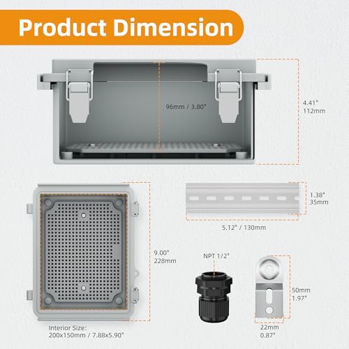 Joinfworld Outdoor Electrical Box Waterproof Junction Box Plastic Outdoor Weatherproof Electrical Enclosure Box Outside 8.7x6.7x4.3 by Joinfworld - Image 2