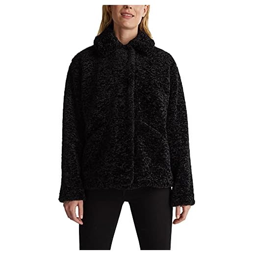 ESPRIT Jacka av fuskpäls, svart, M