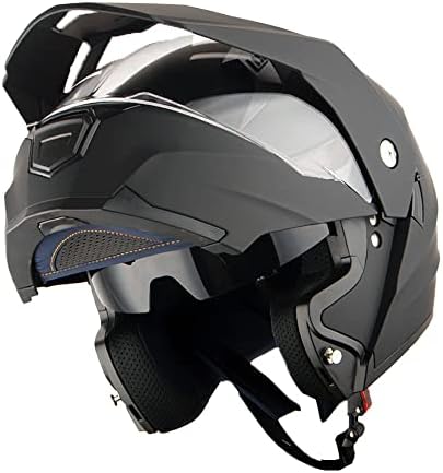 1Storm New Motorcycle Modular Flip up Full Face Helmet Dual Visor: HJK910 DSPORT Matt Black