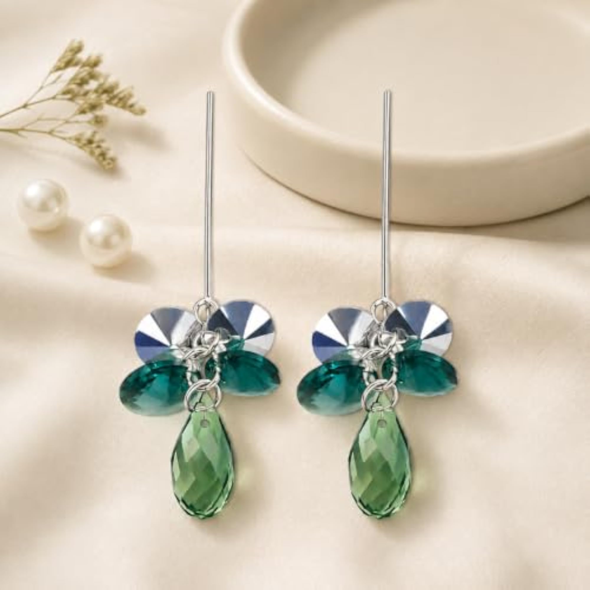 Women's 925 Sterling Silver Crystal Dangler Earrings, Velisse