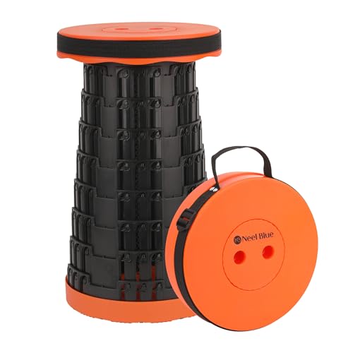 WedDecor Telescopic Folding Stool Retractable Seat 440lbs - Orange